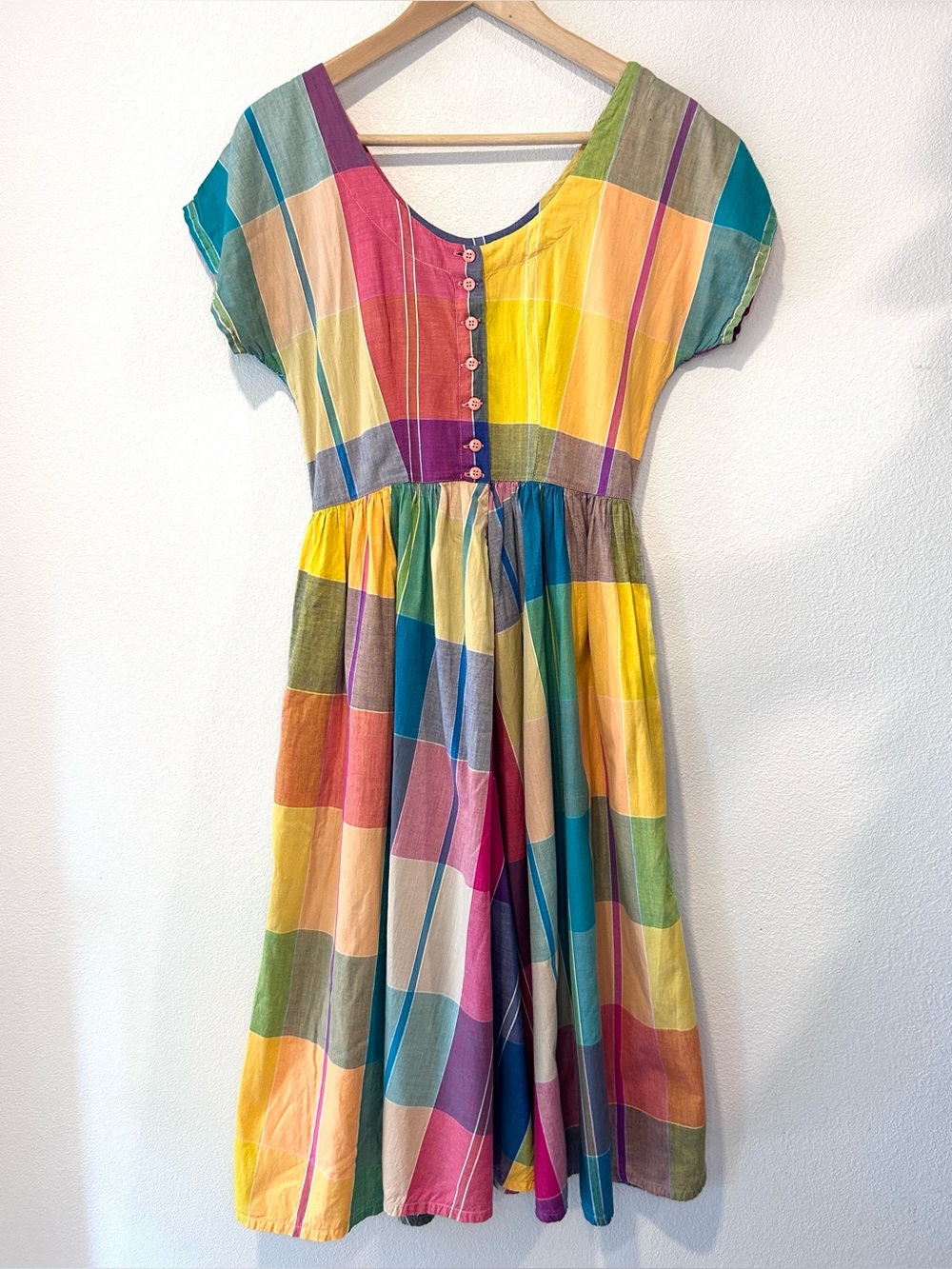 Encore Vintage 80s 90s Plaid Check Dress Full A-Ljne Prairiecore Cottagecore S